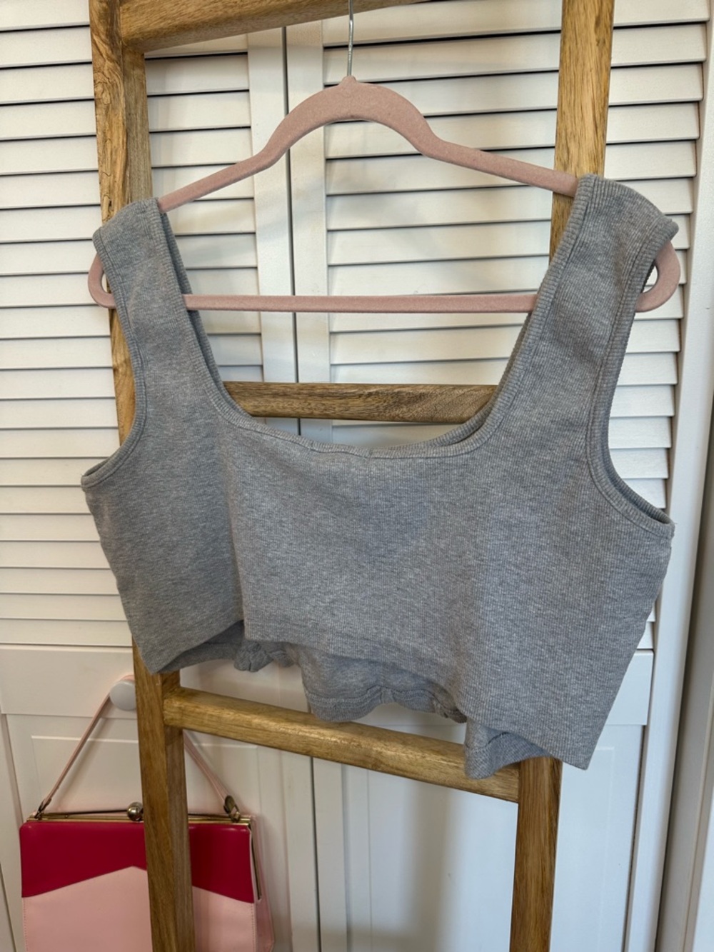 Missguided Gray Ribbed Square Neck Crop Top - Picture 3 of 5